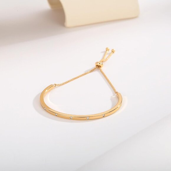 14K Gold Bracelets for Women Adjustable Slider Bracelet Bangle Bracelets for Wom - Picture 6 of 7